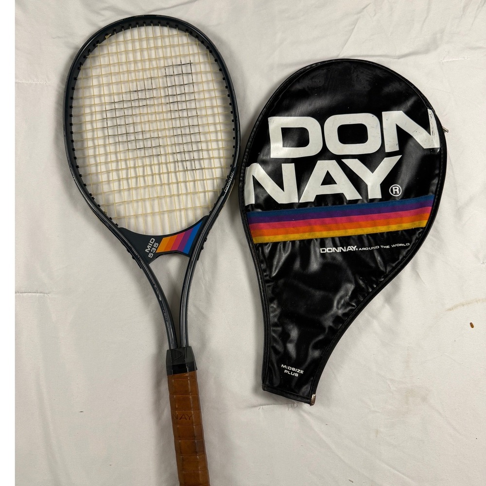 Donnay Mid 535 Tennis Racquet Graphite Rainbow Stripe with Cover Vintage